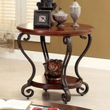 ZNTS Traditional Style Brown Cherry 1pc END TABLE Open Bottom Shelf Ornate Design Living Room Furniture B011P184987