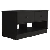 ZNTS Hamilton Storage Bench, Two Open Shelves, Two Drawers -Black B20091910