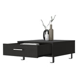 ZNTS Black Wengue 1-Drawer Rectangle Coffee Table B06280212