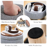 Round Ottoman with Storage Multifunctional Cotton Knitted Shoe Changing Stool Footrest Stool for 52712830
