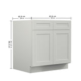 33"in W x 24"in D x 34.5"in H in Shaker Dove Plywood Ready to Assemble Sink Base Cabinets with Shelf T3210P296666