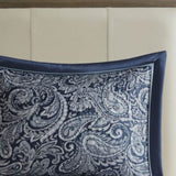5 Piece Jacquard Bedspread Set with Throw Pillows Navy Queen B03597644