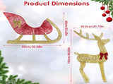 8 Modes Lighted Christmas Reindeer & Sleigh - 16.97ft Warm Yellow LED String Decoration, Sturdy 55354340