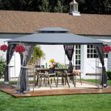 13x10 Outdoor Patio Gazebo Canopy Tent With Ventilated Double Roof And Mosquito net W41942174