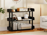 3-Tier Industrial Bookshelf with Anti-Falling Guardrails, 33 LBS Per Shelf Storage Organizer - Black 77860202