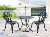 3 PCS Outdoor Set, All-Weather Cast Aluminum Tulip Table and Chairs Set of 2, Patio 50860135