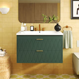 30'' Wall Mounted Bathroom Vanity with Resin Sink,Floating Bathroom Storage Cabinet with 2 Drawers, N710P177301F