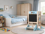 6-in-1 Toddler Kitchen Helper Tower, Standing Step Stool with Blackboard for Ages 3-6, Blue 97572664