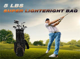 Water-Resistant Golf Stand Bag - 420D Nylon, 3-Way Dividers7 Zipper Pockets, Black 89060465