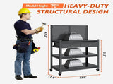 Workbench with Pegboard & Drawer, Adjustable Shelving Work Table, Mobile Workstation with Lockable 02337623