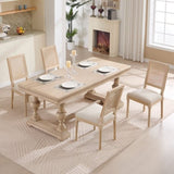 French Country Dining Chairs Set of 2, Upholstered Chairs with Nature Rattan Square Back, Wire W3426P324535