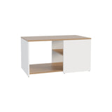 ZNTS Adele 31" Wide Coffee Table with Three Shelves White - Natural Oak B070P254787