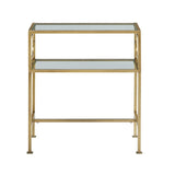 Grifton Rectangular Antique Gold Metal and Glass Accent Table B050P364437