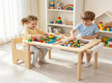 6-in-1 Kids Adjustable Height Sensory Activity with Chair, Natural Pine Wood Water Sand Play 61411915