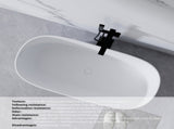 51'' Freestanding Bathtub Resin Stone Soaking Bathtub Solid Surface Modern Tubs with Overflow and 83939166