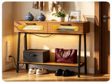 LED Console Table with Remote, 36 Narrow Entryway Table with 2 Fluted Drawers & Open Shelf, 16 RGB 10463961