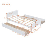 Twin Size Wood Platform Bed with 4 Drawers and Streamlined Headboard & Footboard, White WF308630AAK