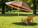 7 FT Boho Patio Umbrella with Fringe Tassel, 30&deg Adjustable Tilt Outdoor Sun Canopy, Portable 96935294