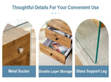 Double-drawer bedside table. The board surface is MDF sticker, and both sides are transparent W1151P191737
