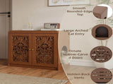 Walnut HollowCarved Cat Litter Box Enclosure Cabinet, MultiPurpose Sideboard with Vent & Large Cat W2557P480150