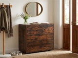 Rustic Brown Mobile Murphy Bed Cabinet 86.5" x 34" x 41.5" with Lockable Wheels, Space Saving 45092662