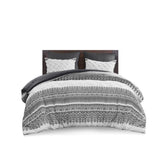 3 Piece Cotton Comforter Set with Chenille Tufting Gray King/Cal King B03596427
