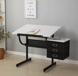 White adjustable drafting drawing table with stool and 3 drawers 26112704