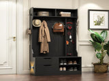 Hall Tree with 6 Hooks,Coat Hanger, Entryway Bench, Storage Bench,for Entrance, Hallwa,black W1321P444289