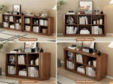 6 Cube Storage Bookcase, 40" Wide Low Horizontal Book Shelf with Curved Edge, Wood Floor Standing W2641P460042