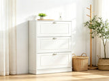 White 3-Flip-Drawer Narrow Shoe Cabinet, 12-Pair Capacity, for Entryway Hallway 64092034