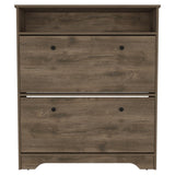 Calgary Shoe Rack, Superior Top, One Open Shelf, Two Extendable Shelves -Dark Brown B07091898