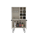 Aster 23" Wide Double Door Bar Cabinet and Glass door comparment, Eight bottle cubbies and stemware B200P235829