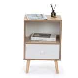 Mid-Century Wood Nightstand Set of 2, Bed Sofa Side Table with Drawer and Shelf, Modern End Table W2181P147509