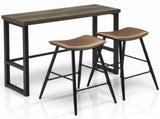 Bar Table and Chairs Set 1 Table 2 Chairs Gray 47.2"15.4"39.4" Curved Saddle Seat Bar Set 5cm 05869587