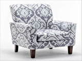 Patterned Polyester Blend Armchair, Solid Birch Wood Frame with Brown Tapered Legs, Foam Padded 17010575