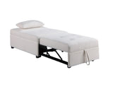 Contemporary White Color Sleeper Sofa Chair Pillow Plush Tufted Seat 1pc Convertible Sofa Sherpa B011P200214