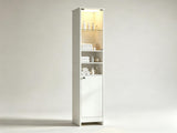 White Freestanding Bathroom Tall Storage Cabinet with Dimmable LED Light & Remote Control, Narrow 45263480
