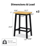K&K Solid Wood Bar Stools , 25.6" Tall Set of 2 Bar Chairs, Kitchen Counter Stools N707P185529B