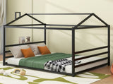 Metal House Shape Platform Bed, Black, Queen MF314071AAB