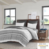 3 Piece Cotton Comforter Set with Chenille Tufting Gray King/Cal King B03596427