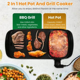 ZNTS 2 in 1 Hot Pot with Grill, Electric Hot Pot 2 in 1 Hot Pot BBQ Grill, Removable Hotpot Pot 1300W 44812159