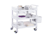 3-Tier Rolling Lab Cart, Mobile Utility Cart with 3 Trays, 4 Silent Wheels & 3 Trash Cans, PP 54275968