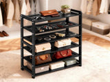 26.8*9.84*35.4in 6-Tier Flat Bamboo Shoe Rack, Black 03654485