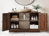 2-Door 2-Shelf MDF Washbasin Cabinet with Melamine Finish 23.55*11.69*23.62in Walnut 24541624