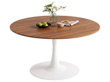Round Tulip Dining Table for 4 People, 39.4"39.4"29.5" Melamine Laminated MDF Tabletop with Metal 44421009