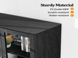 Wide Wooden File Cabinet & Bookcase, Black Embossed Melamine Faced MDF with Glass 07455653
