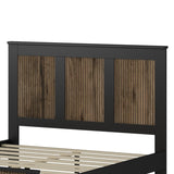 Farmhouse Wooden Platform Full Size Bed, Modern Platform Bed with Wooden Strip Decoration, Plywood WF530905AAB