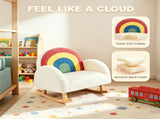 1 PC Wooden Frame Kids Rocking Sofa, Rainbow Gradient Teddy Velvet Rocking Chair 78910292