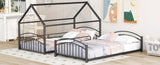 Twin Over Twin Metal Bunk Bed With Slide,Kids House Bed Black MF313919AAB