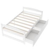 Twin size platform bed, with two drawers, white WF195910AAK